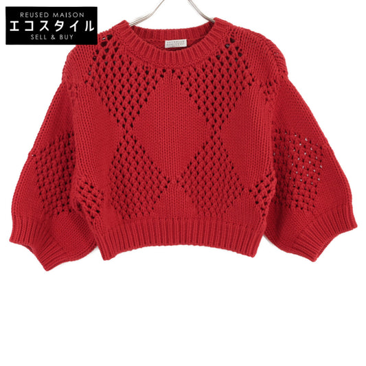 BRUNELLO CUCINELLI 布鲁奈罗·库奇内利 红色 短款 棉质 针织上衣