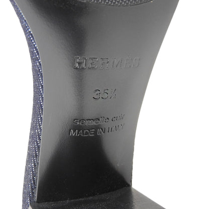 HERMES Beautiful Gradis Chaine d'Ancre Denim Mules Pumps Women's Navy 35 1/2 Shoes