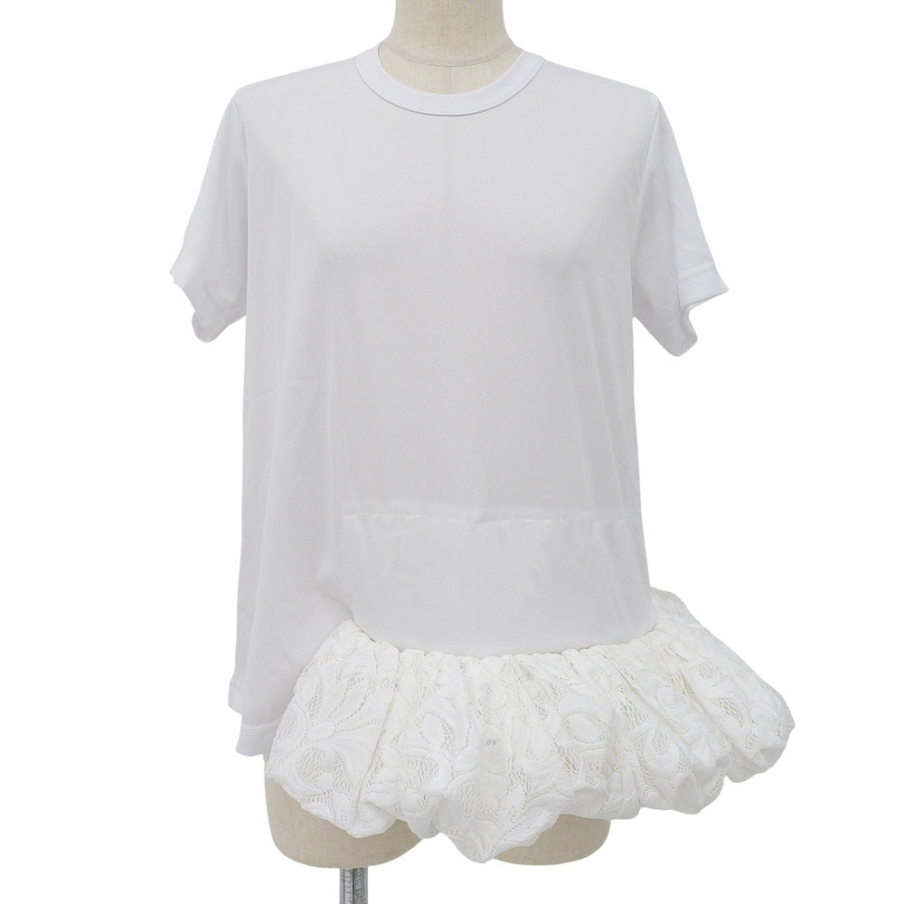 COMMEdesGARCONS 川久保玲 准新 蕾丝荷叶边T恤衫 上衣 女士 白色 S GH-T002 21AW 上衣