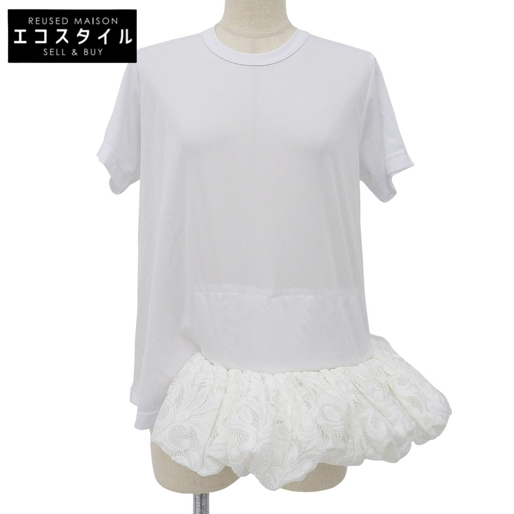COMMEdesGARCONS 川久保玲 准新 蕾丝荷叶边T恤衫 上衣 女士 白色 S GH-T002 21AW 上衣