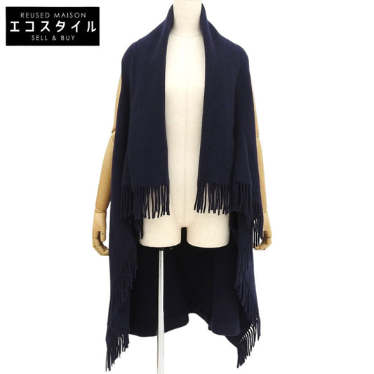FABIANA FILIPPI Alpaca Fringe Poncho Gilet Coat Outerwear Women's Navy Coat