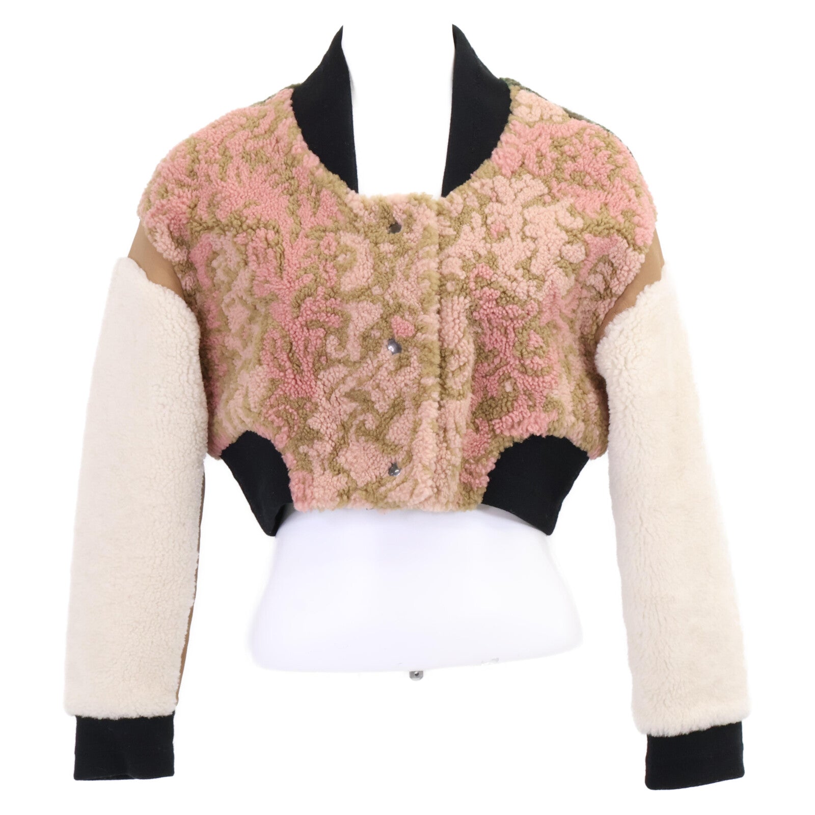 【Domestic Exclusive】258V83AL833 Lamb Leather/Boa Cropped Blouson/Jacket 40 Women's
