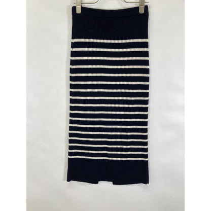 Christian Dior Navy x White Border Knitted Skirt Skirt