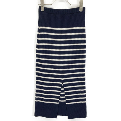 Christian Dior Navy x White Border Knitted Skirt Skirt