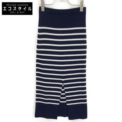 Christian Dior Navy x White Border Knitted Skirt Skirt