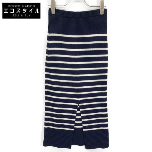 Christian Dior Navy x White Border Knitted Skirt Skirt