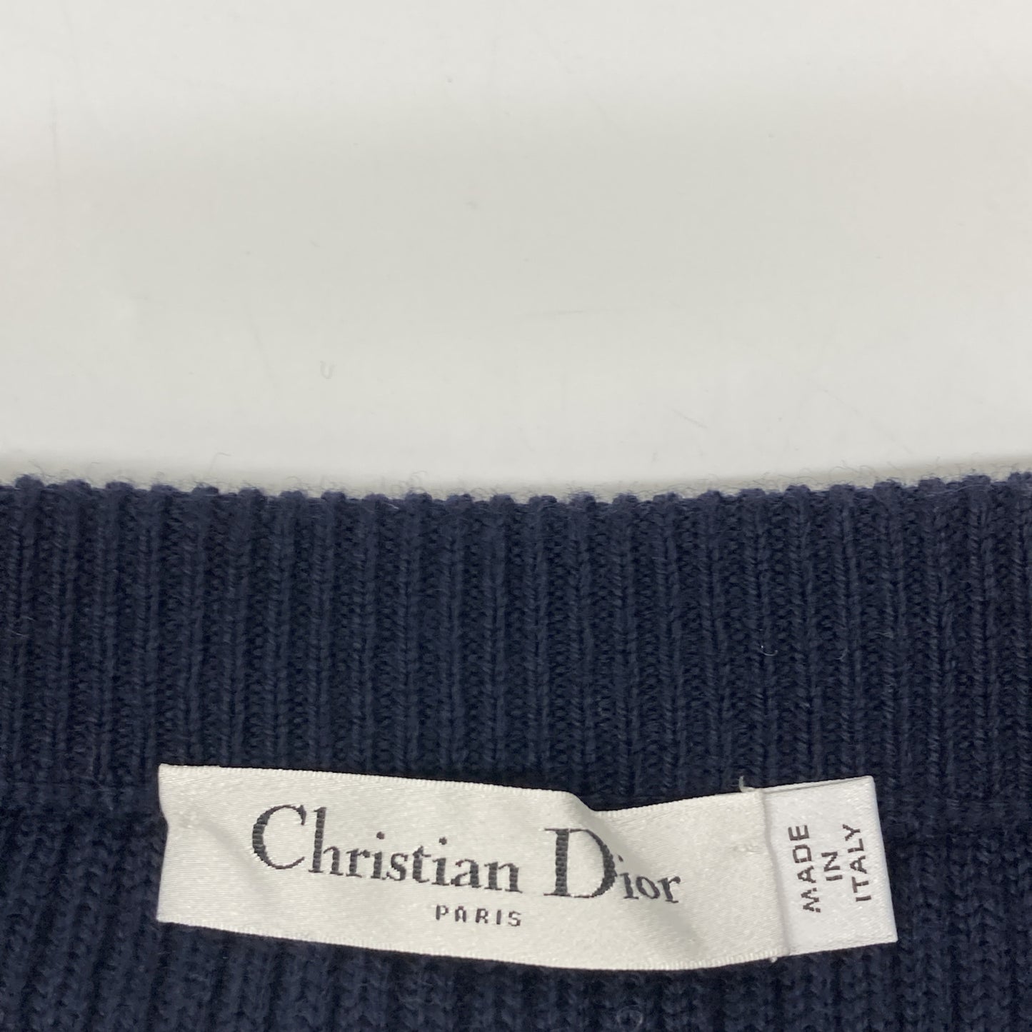 Christian Dior Navy x White Border Knitted Skirt Skirt