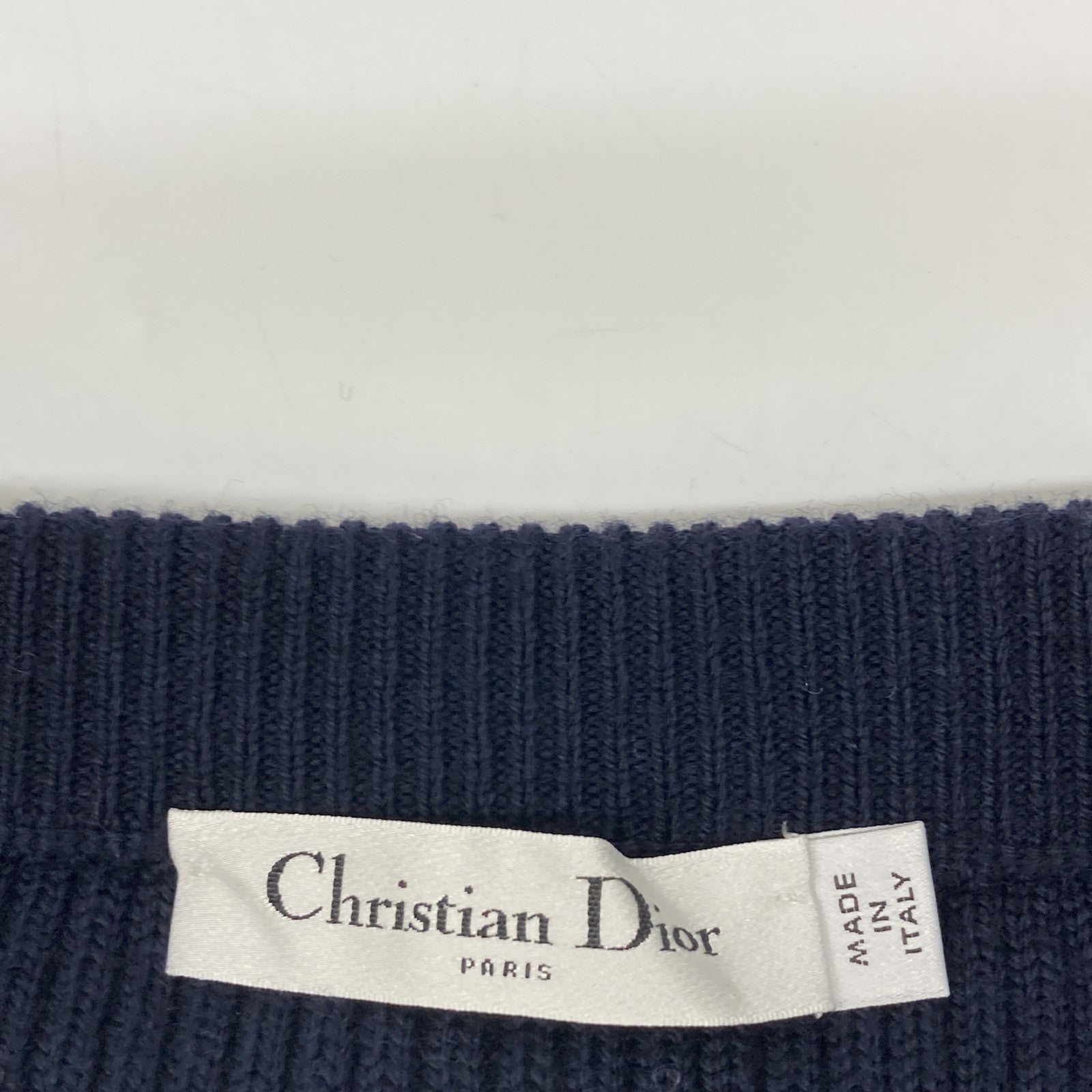 Christian Dior Navy x White Border Knitted Skirt Skirt
