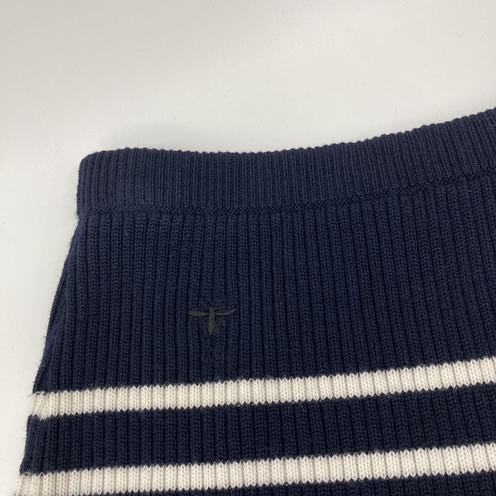 Christian Dior Navy x White Border Knitted Skirt Skirt
