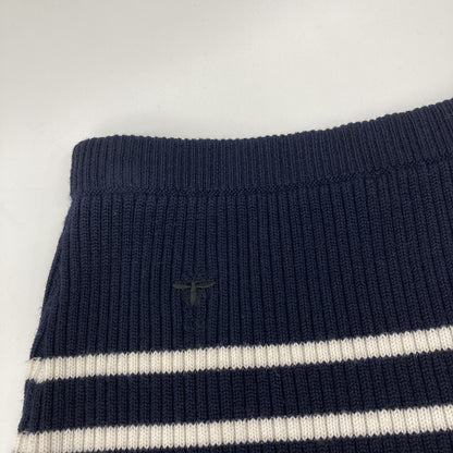 Christian Dior Navy x White Border Knitted Skirt Skirt