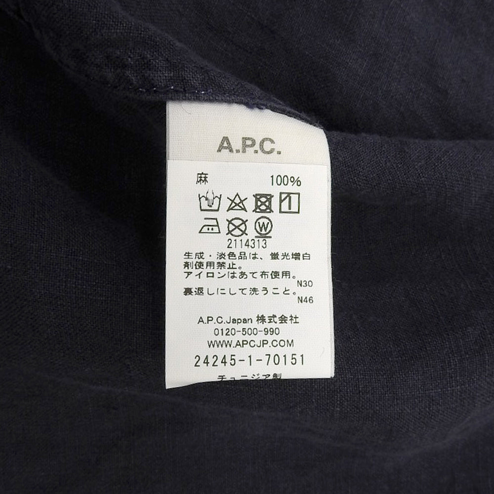 A.P.C. アーペーセー 新品同様 リネン シャツ トップス メンズ ネイビー XL トップス
