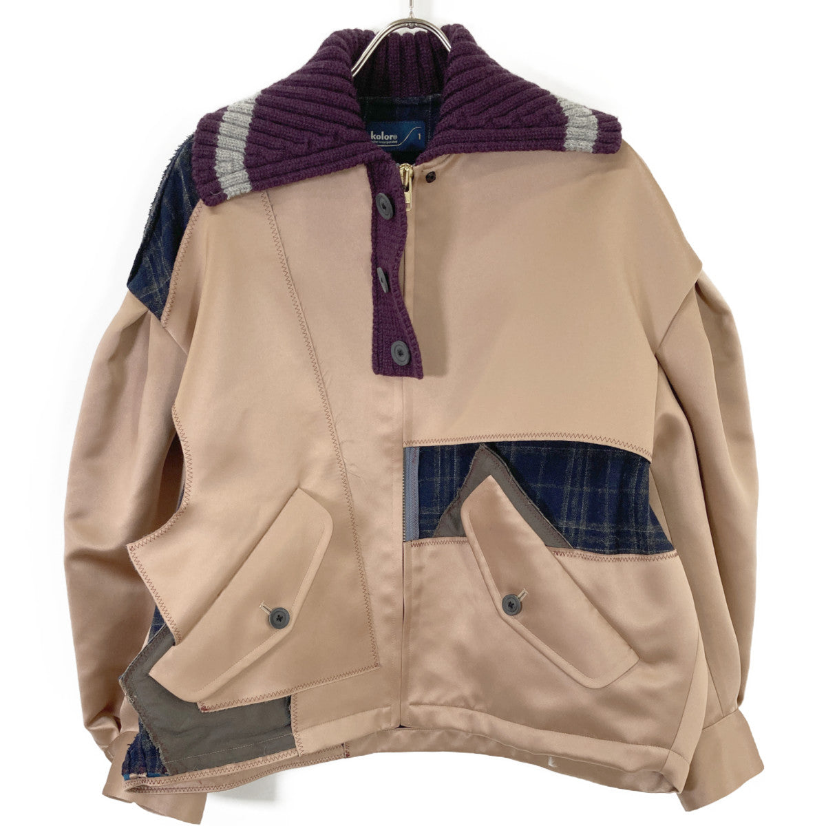 kolor カラー ベージュ/パープル 22AW ドッキングブルゾン ジャケット