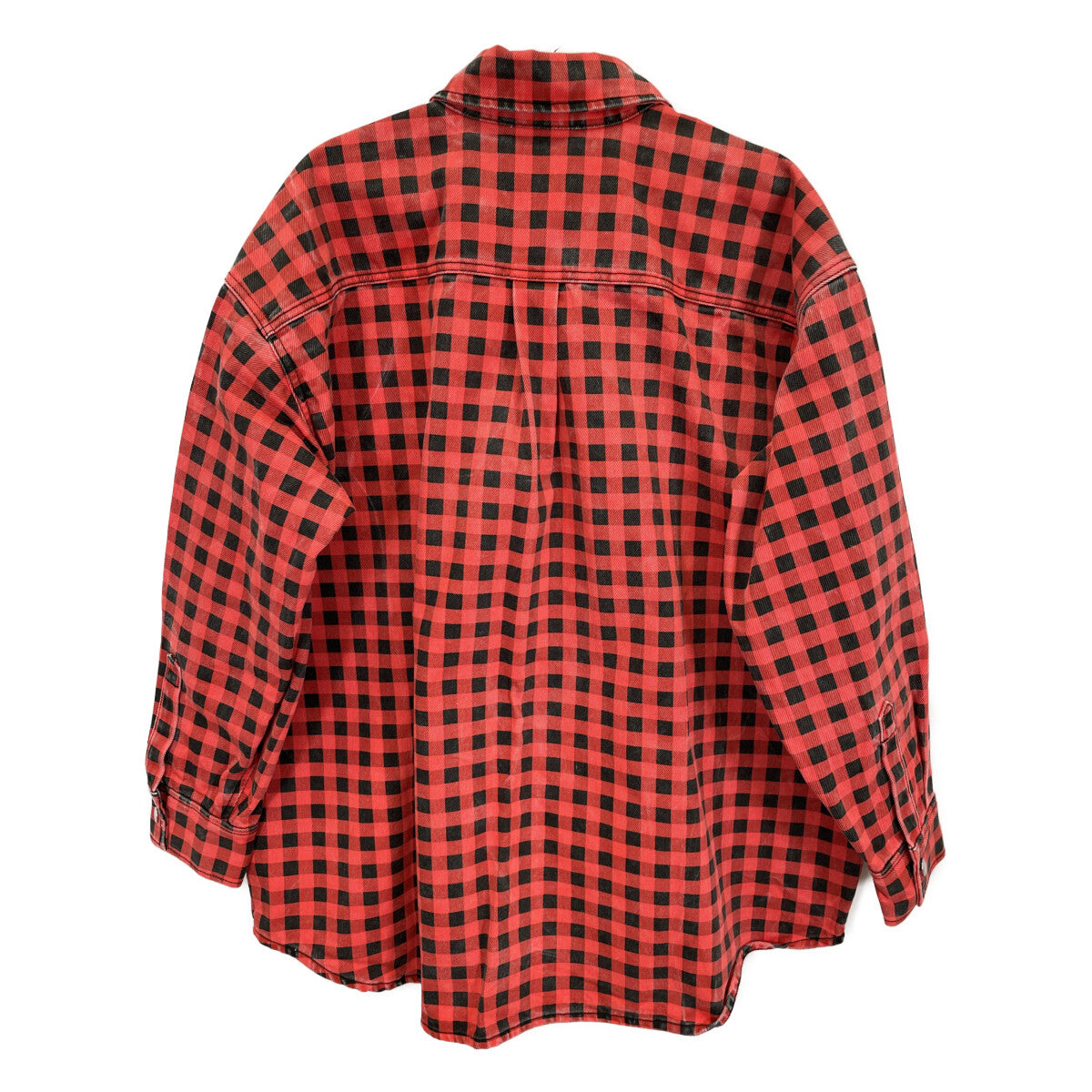 ALEXANDER WANG Red Block Check Cotton Oversized Jacket