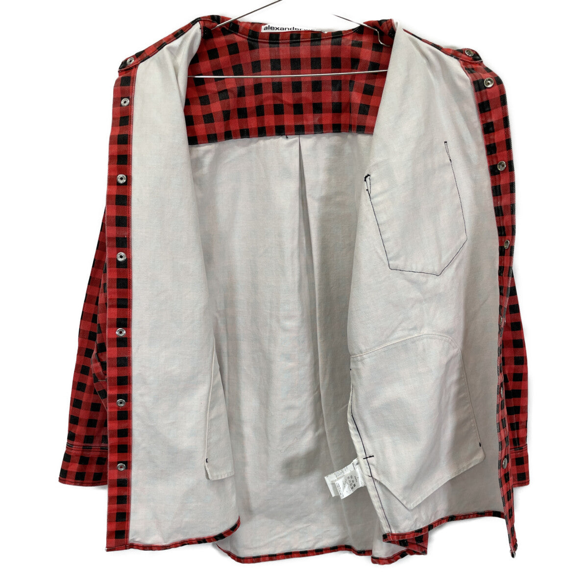 ALEXANDER WANG Red Block Check Cotton Oversized Jacket