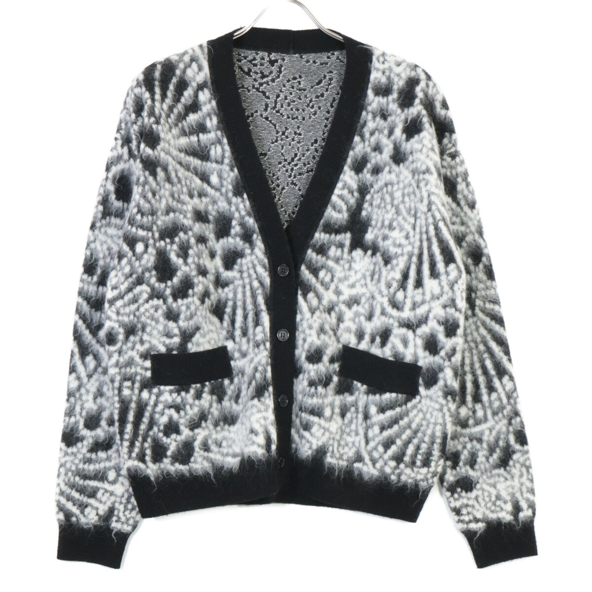 SAINT LAURENT PARIS サンローランパリ 19年 609309 ブラック×ホワイト モヘア カーディガン トップス
