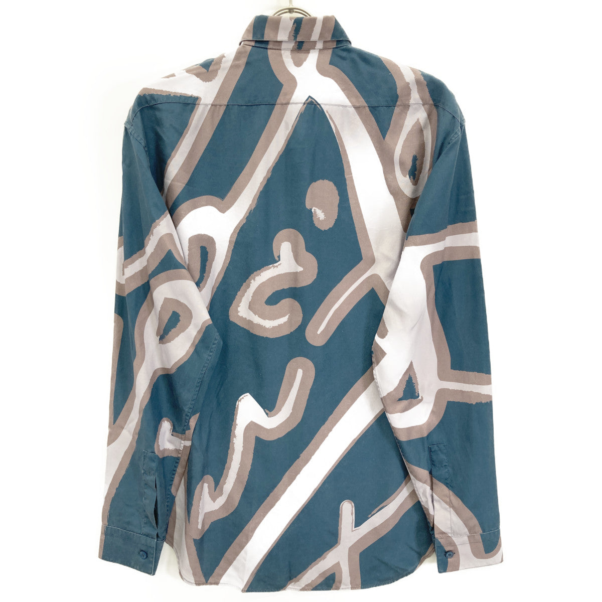 Men's Multicolor All-over Print 100% Silk Long-sleeved Shirt Top 39