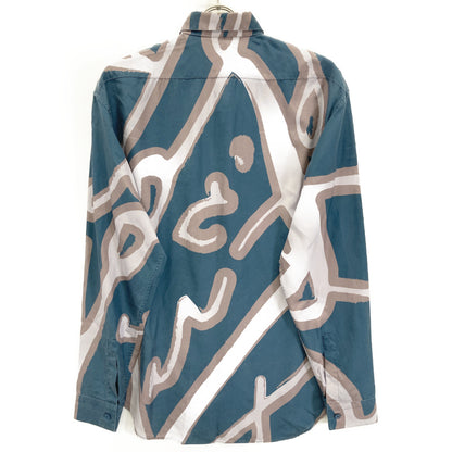 Men's Multicolor All-over Print 100% Silk Long-sleeved Shirt Top 39
