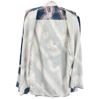 Men's Multicolor All-over Print 100% Silk Long-sleeved Shirt Top 39