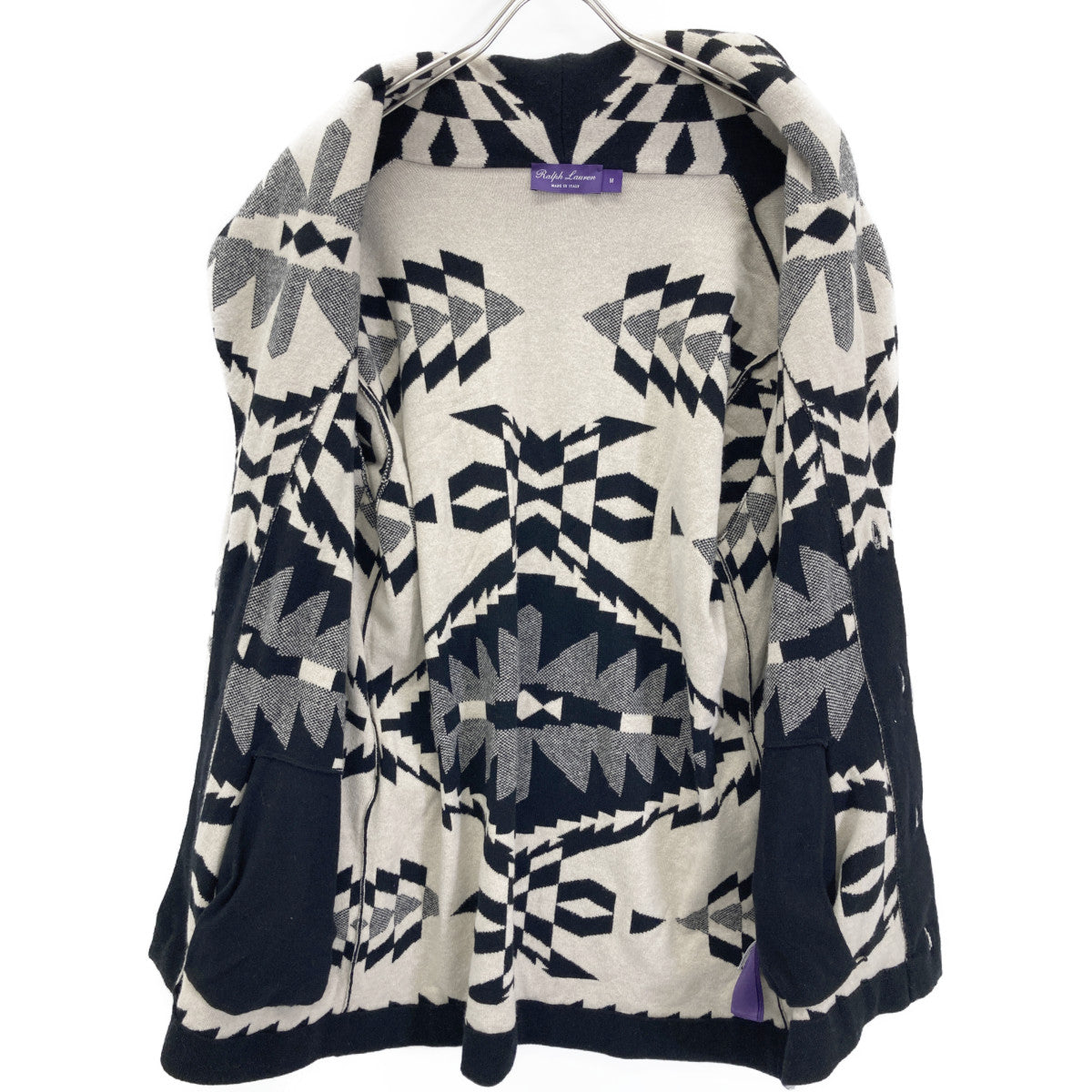 RalphLauren PURPLE LABEL ラルフローレン パープルレーベル ブラック ネイティブ柄 カシミヤ混 カーディガン トップス