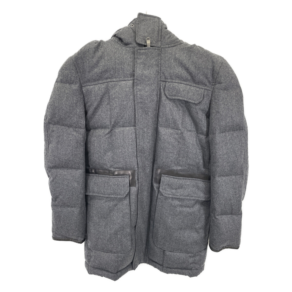 ×E.MARINELLA Partially Leather Wool Down Jacket 48 Men's