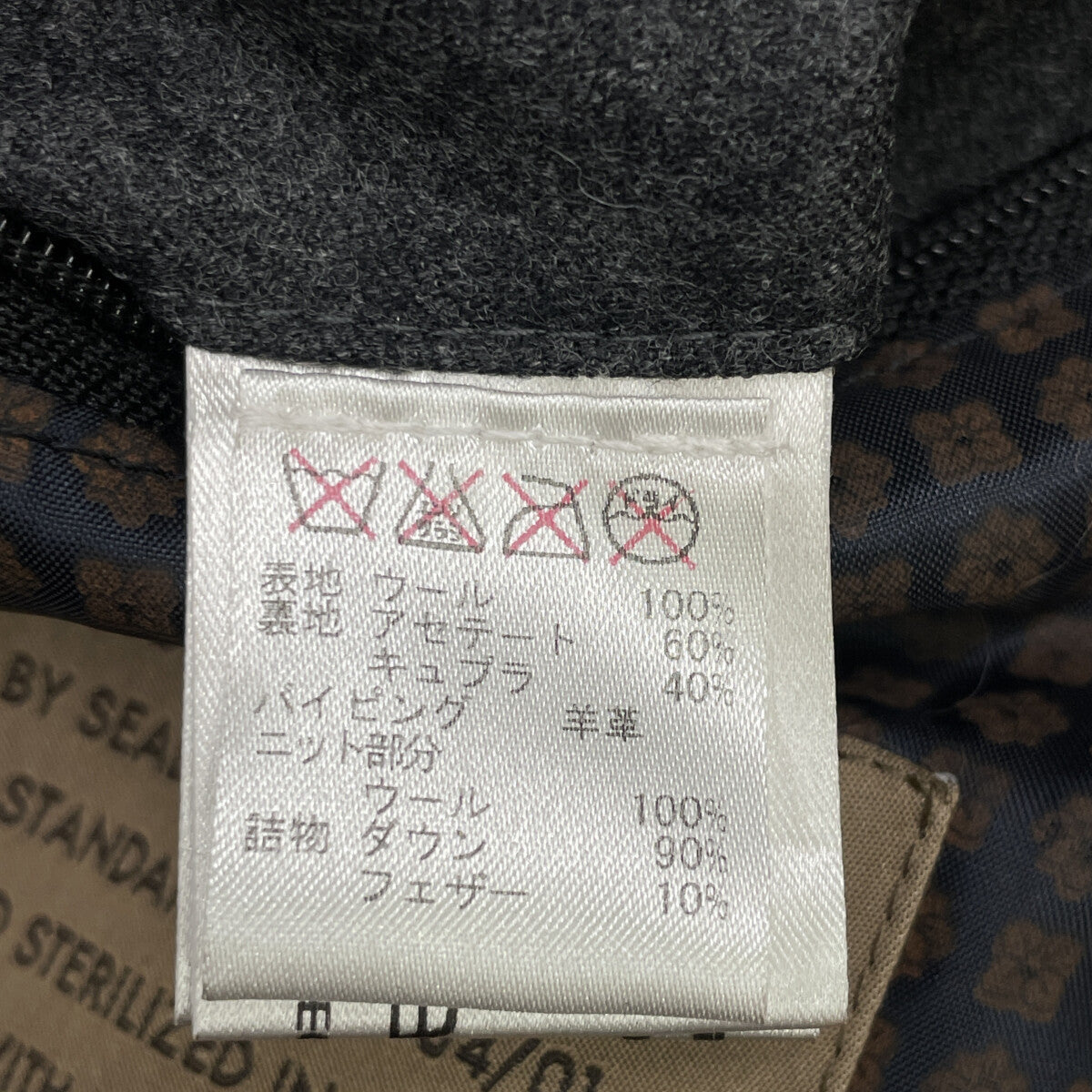 ×E.MARINELLA Partially Leather Wool Down Jacket 48 Men's
