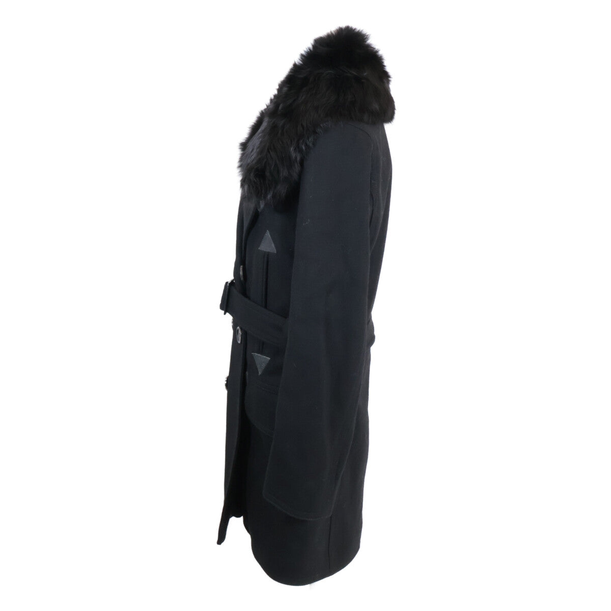 LOUIS VUITTON Wool Long Coat with Fur Coat