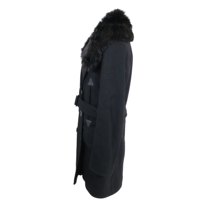 LOUIS VUITTON Wool Long Coat with Fur Coat