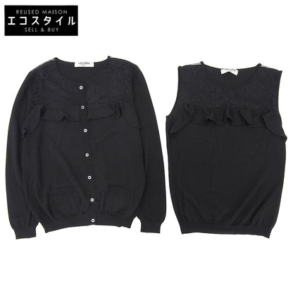 VALENTINO Valentino Excellent Condition Wool Lace Ensemble Cardigan Top Women's Black 44 Top 44 Women's