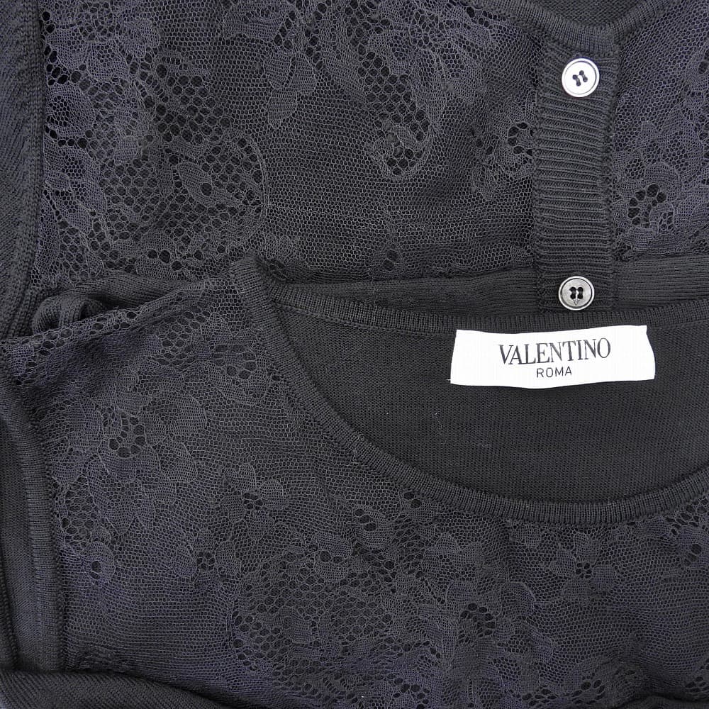 VALENTINO Valentino Excellent Condition Wool Lace Ensemble Cardigan Top Women's Black 44 Top 44 Women's