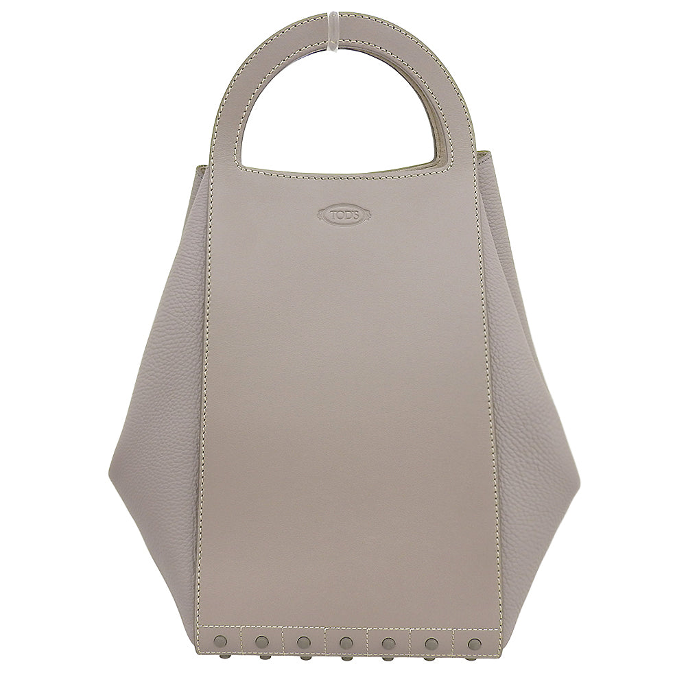 TOD'S トッズ 美品 ゴンミーニ レザー ポーチ付 ショッピンッグバッグ トートバッグ レディース グレージュ トートバッグ