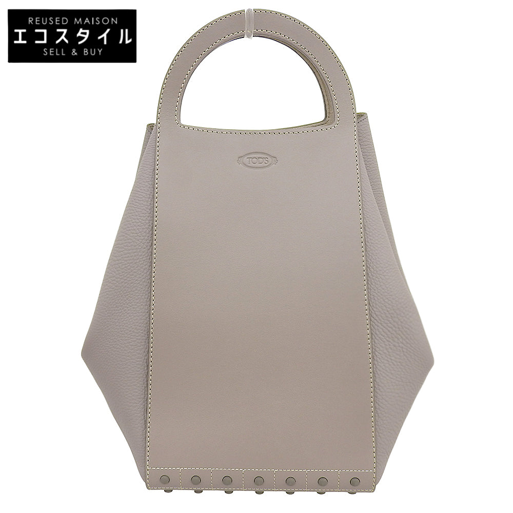 TOD'S トッズ 美品 ゴンミーニ レザー ポーチ付 ショッピンッグバッグ トートバッグ レディース グレージュ トートバッグ