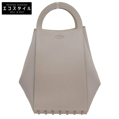 TOD'S トッズ 美品 ゴンミーニ レザー ポーチ付 ショッピンッグバッグ トートバッグ レディース グレージュ トートバッグ