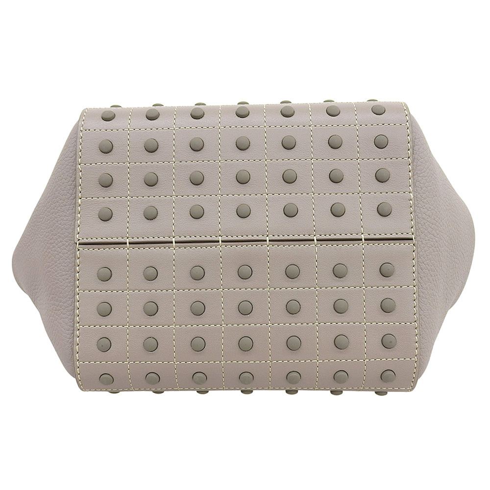 TOD'S トッズ 美品 ゴンミーニ レザー ポーチ付 ショッピンッグバッグ トートバッグ レディース グレージュ トートバッグ