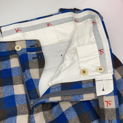 ISAIA 伊赛亚 蓝色 7270 格纹 羊毛长裤 下装 50