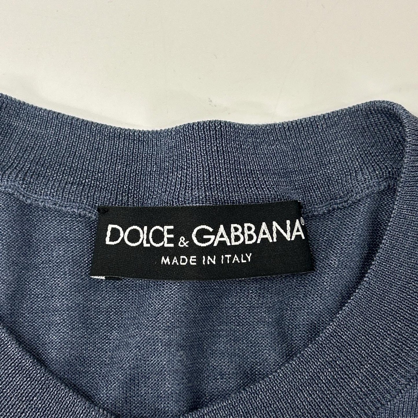 DOLCE&GABBANA ドルチェアンドガッバーナ 国内正規 ブルー シルク ヘンリーネック カットソー トップス
