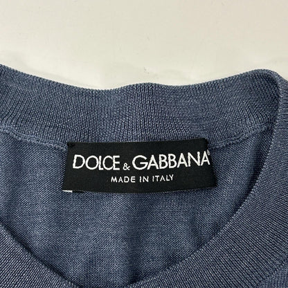 DOLCE&GABBANA ドルチェアンドガッバーナ 国内正規 ブルー シルク ヘンリーネック カットソー トップス