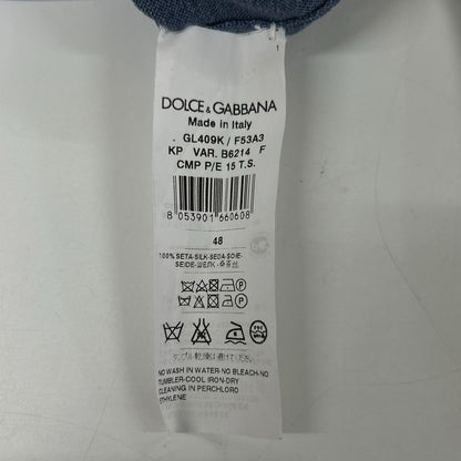 DOLCE&GABBANA ドルチェアンドガッバーナ 国内正規 ブルー シルク ヘンリーネック カットソー トップス