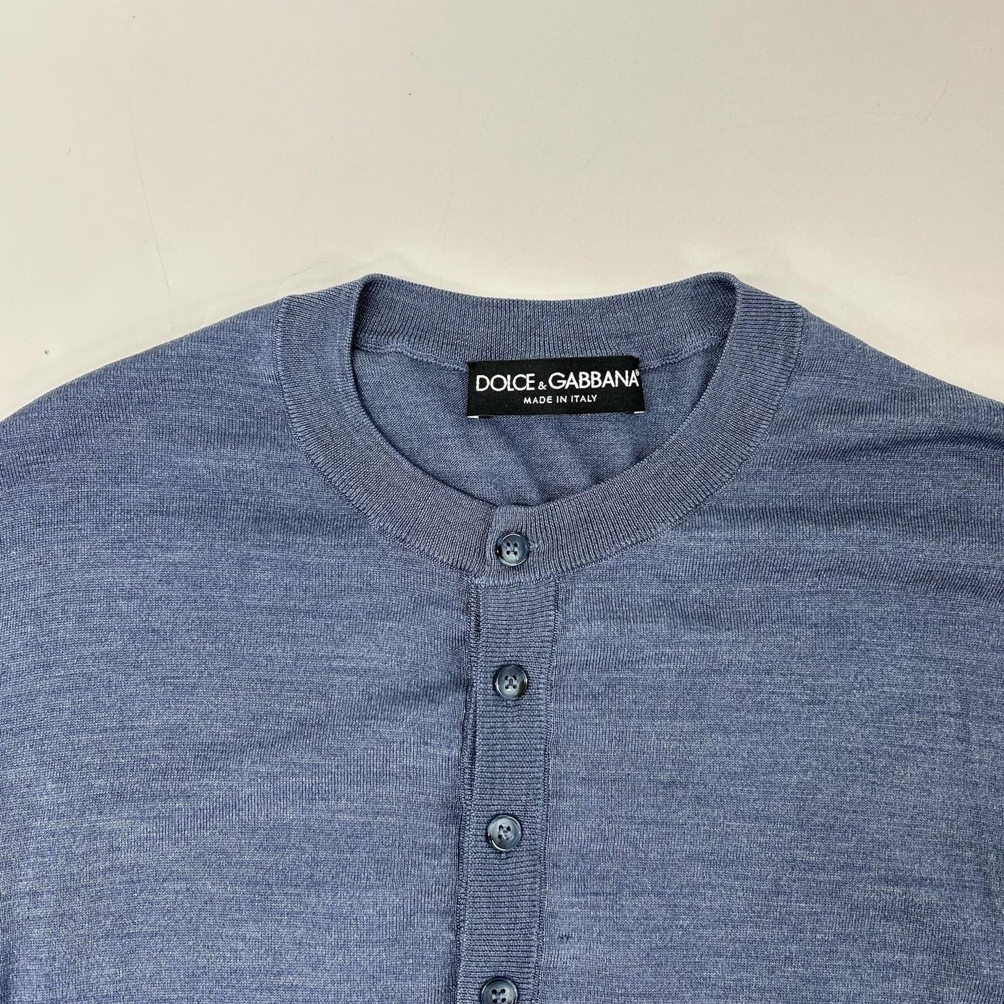 DOLCE&GABBANA ドルチェアンドガッバーナ 国内正規 ブルー シルク ヘンリーネック カットソー トップス