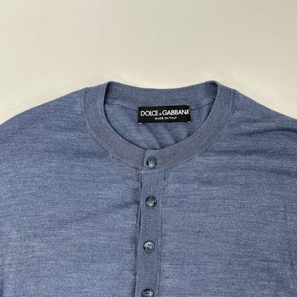 DOLCE&GABBANA ドルチェアンドガッバーナ 国内正規 ブルー シルク ヘンリーネック カットソー トップス