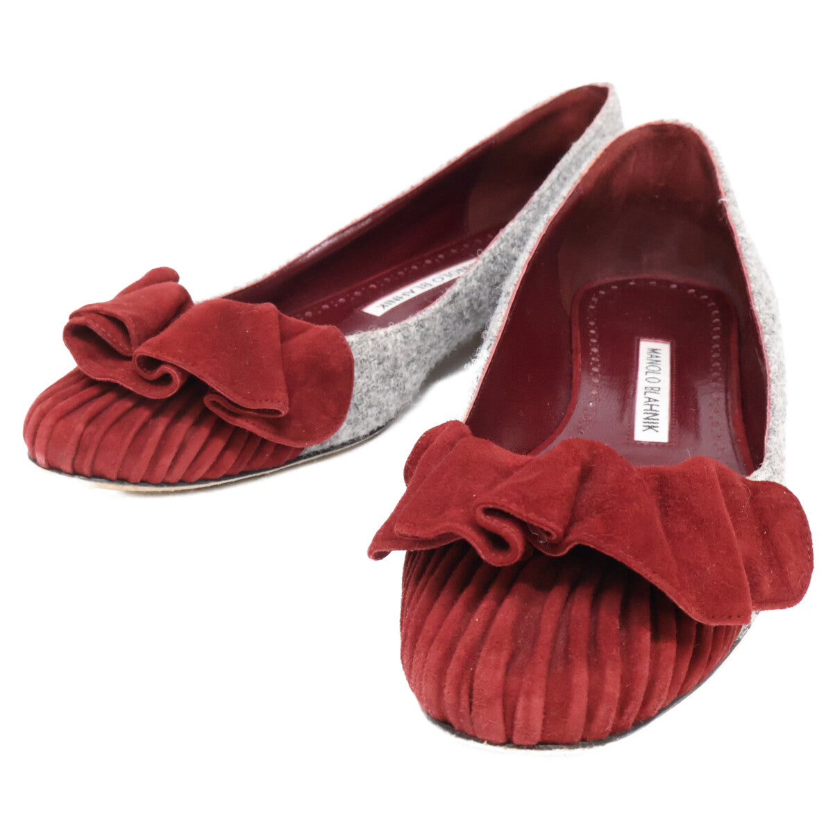 MANOLO BLAHNIK 莫罗·伯拉尼克 ARLETI FLAT 绒面革/粗花呢 芭蕾舞平底鞋 鞋子