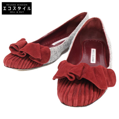 MANOLO BLAHNIK 莫罗·伯拉尼克 ARLETI FLAT 绒面革/粗花呢 芭蕾舞平底鞋 鞋子
