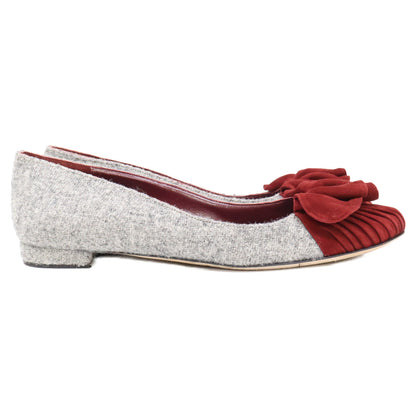 MANOLO BLAHNIK 莫罗·伯拉尼克 ARLETI FLAT 绒面革/粗花呢 芭蕾舞平底鞋 鞋子