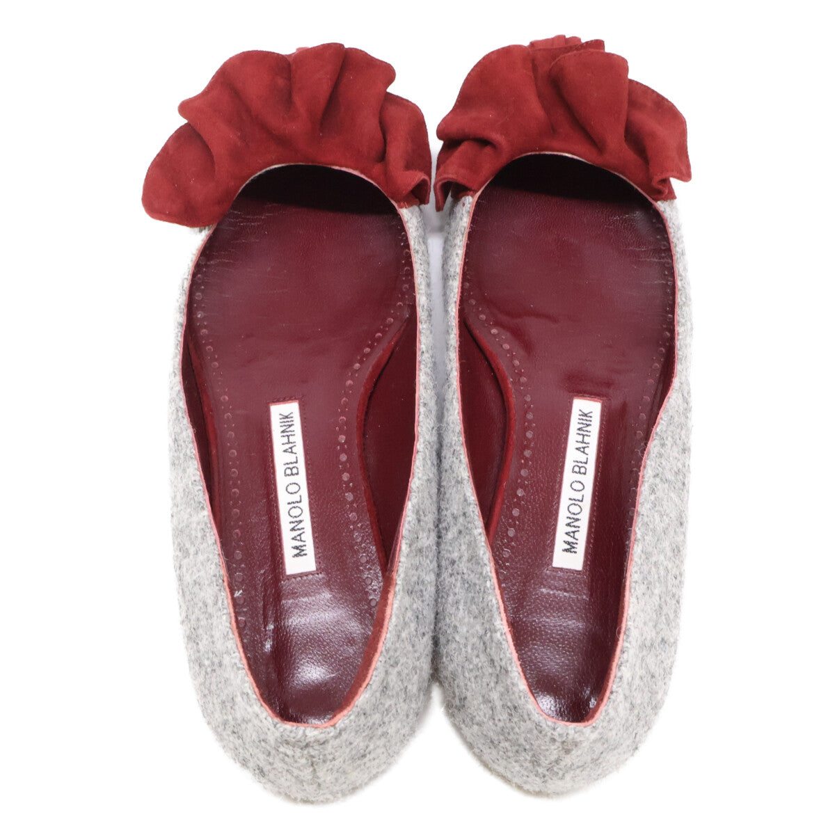 MANOLO BLAHNIK 莫罗·伯拉尼克 ARLETI FLAT 绒面革/粗花呢 芭蕾舞平底鞋 鞋子