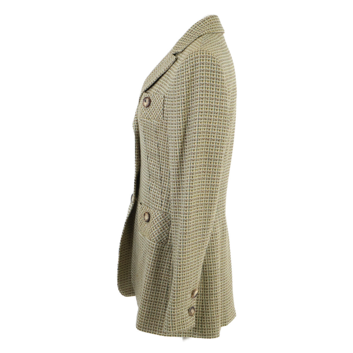 HERMES officially distributed domestically cashmere-blend wool tweed single-breasted jacket jacket