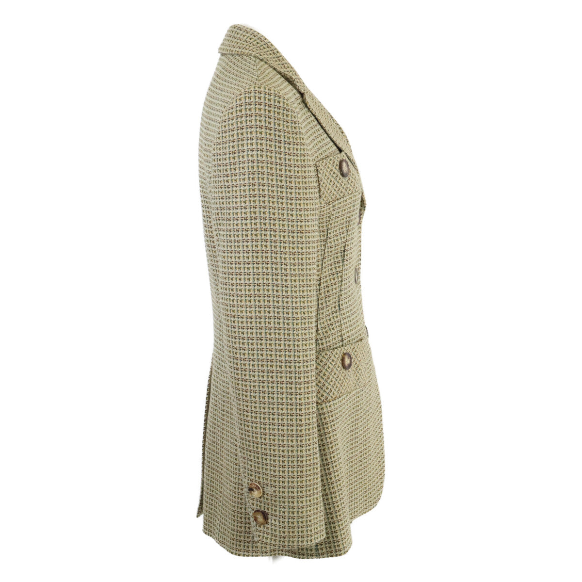 HERMES officially distributed domestically cashmere-blend wool tweed single-breasted jacket jacket
