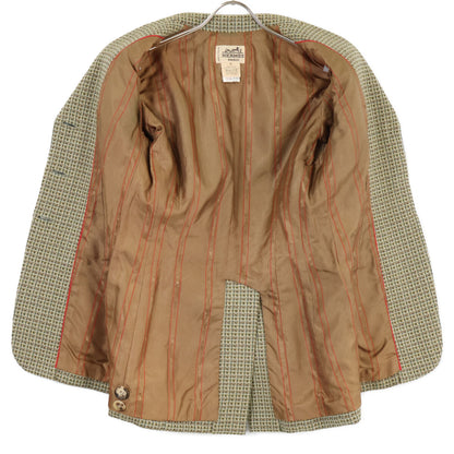 HERMES officially distributed domestically cashmere-blend wool tweed single-breasted jacket jacket