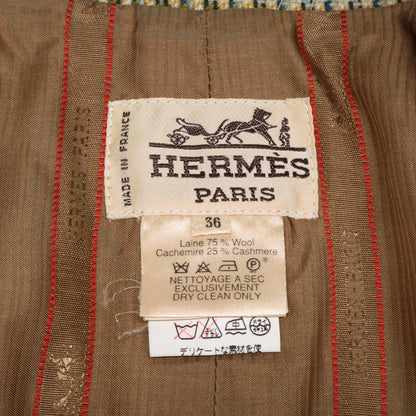HERMES officially distributed domestically cashmere-blend wool tweed single-breasted jacket jacket