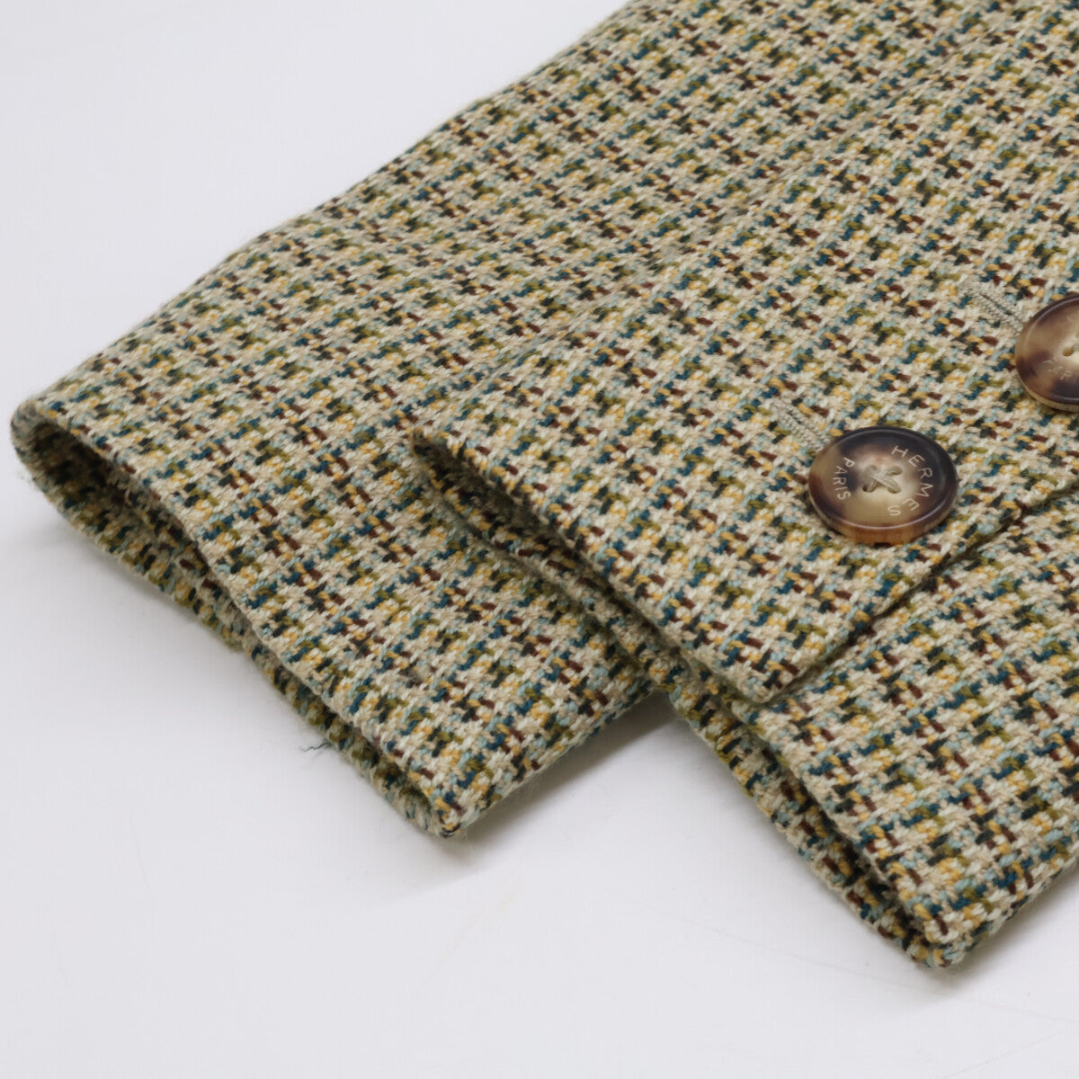 HERMES officially distributed domestically cashmere-blend wool tweed single-breasted jacket jacket