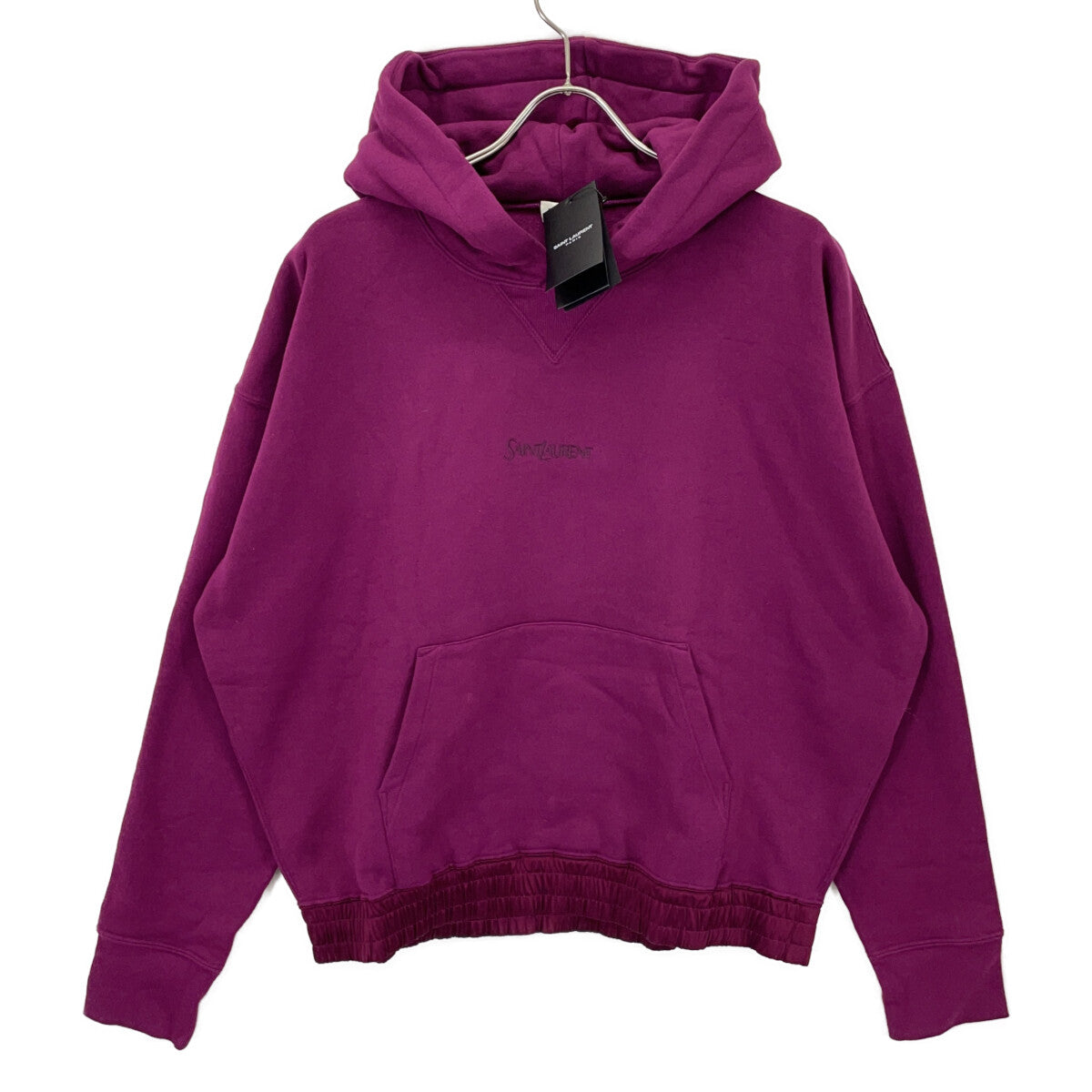 SAINT LAURENT PARIS 23' Purple Logo Embroidered Pullover Hoodie