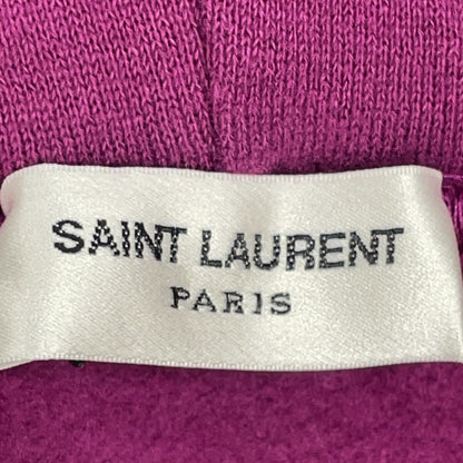 SAINT LAURENT PARIS 23' Purple Logo Embroidered Pullover Hoodie